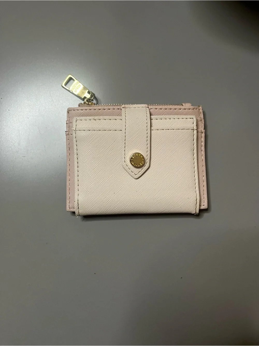 Steve Madden Small Bifold Wallet Blush Pink Saffiano Snap Closure GUC